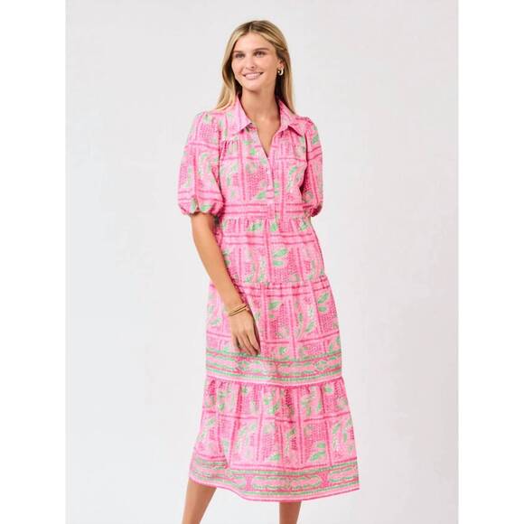 MARY SQUARE Dresses & Skirts - NEW MARY SQUARE eloise midi dress in trellis tiles pink